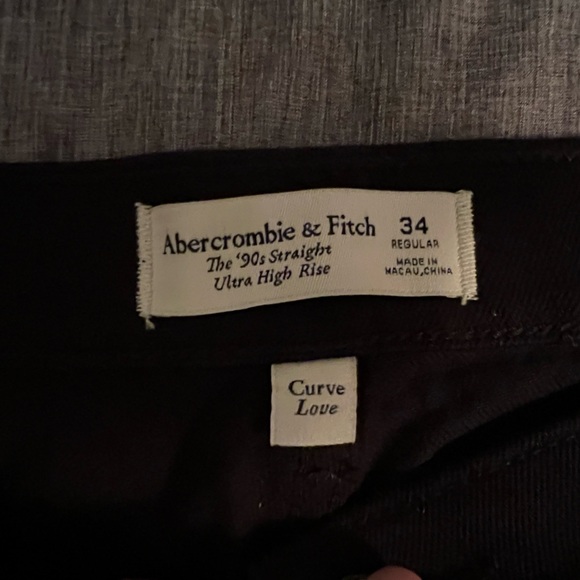 NWT Abercrombie & Fitch Curve Love Ultra High Rise 90s Straight Jean Sz 34 Black - Picture 9 of 14